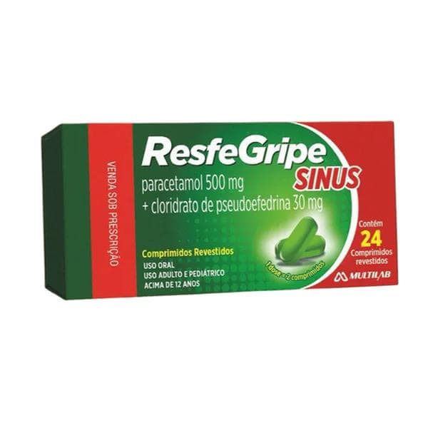 RESFEGRIPE SINUS 500MG C/24 COMP - PARAC+PSEUDOEFEDRINA
